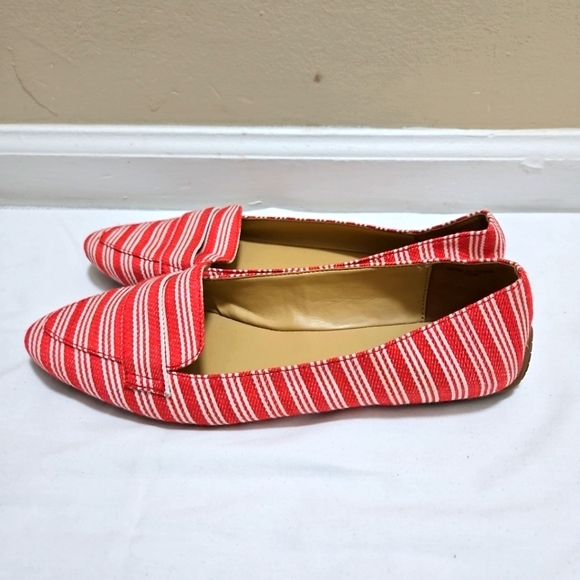 Talbots Francesca Women's Red White Striped Pointed Toe Moccasins Flats Size 7.5 - Picture 5 of 7